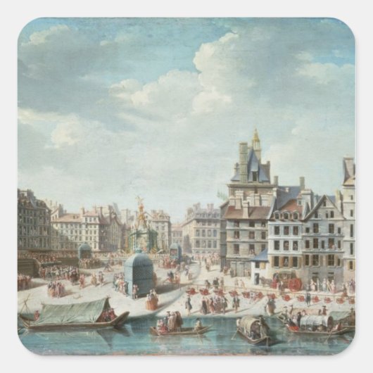 The Place de Greve, Parijs Vierkante Sticker (Voorkant)