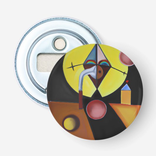 The Plague Doctor - olieverfschilderij Button Flesopener (Voorkant)