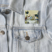 The Plum Pudding in Danger, 1805 Vierkante Button 5,1 Cm (In situ)