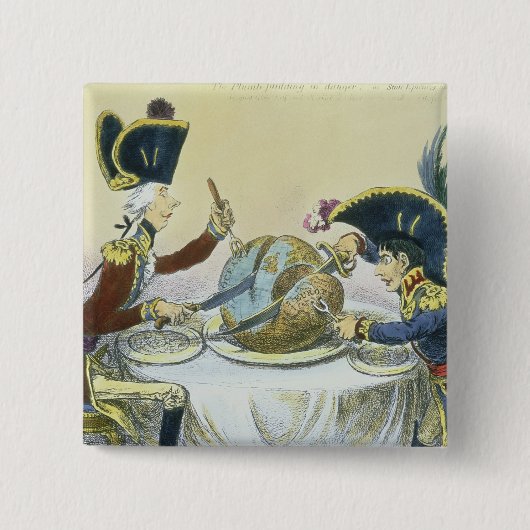 The Plum Pudding in Danger, 1805 Vierkante Button 5,1 Cm (Voorkant)