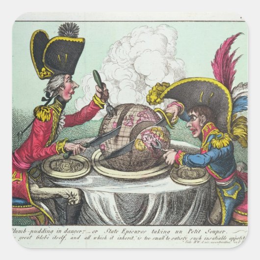 The Plum Pudding in Danger, 1805 Vierkante Sticker (Voorkant)