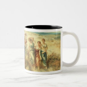 The Poet Anacreon (570-485 v.Chr.) met zijn Muses, Tweekleurige Koffiemok