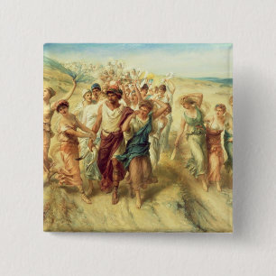 The Poet Anacreon (570-485 v.Chr.) met zijn Muses, Vierkante Button 5,1 Cm