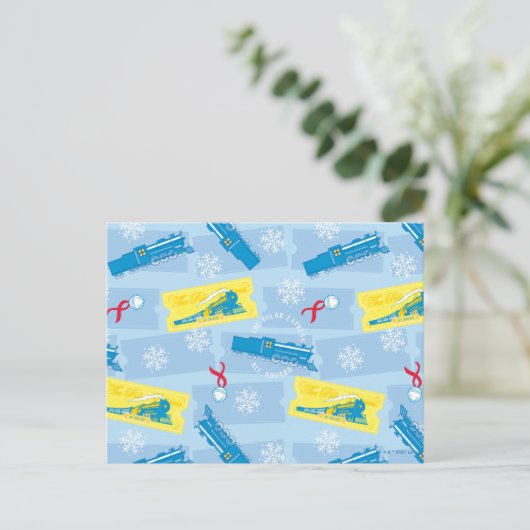 The Polar Express | Retro trein & ticket patroon Feestdagenkaart (Staand voorkant)