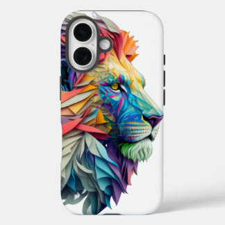 The Polychrome Lion: Where Art Meets Majesty iPhone 16 Hoesje