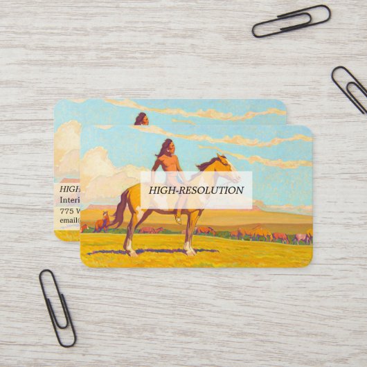 The Pony Boy, 1920 van Maynard Dixon Visitekaartje (Voorkant / Achterkant in situ)