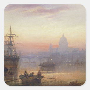 The Pool of London op Sundown, 1876 Vierkante Sticker