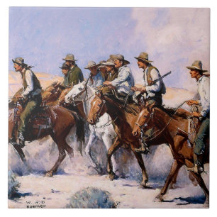 “The Posse” Westerse kunst van WHD Koerner Tegeltje
