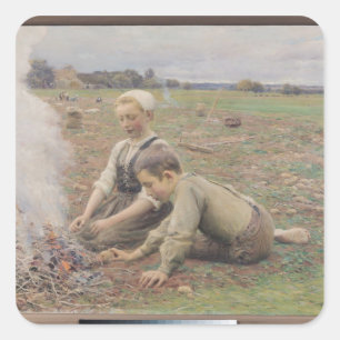 The Potato Gatherers, 1898 Vierkante Sticker