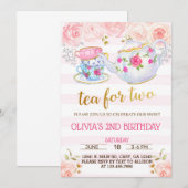 Thé pour deux filles invitation de deuxième annive (Devant / Derrière)