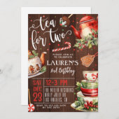 Thé pour deux Noël 2 Anniversaire Invitation (Devant / Derrière)