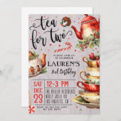 Thé pour deux Noël 2 Anniversaire Invitation (Devant / Derrière)