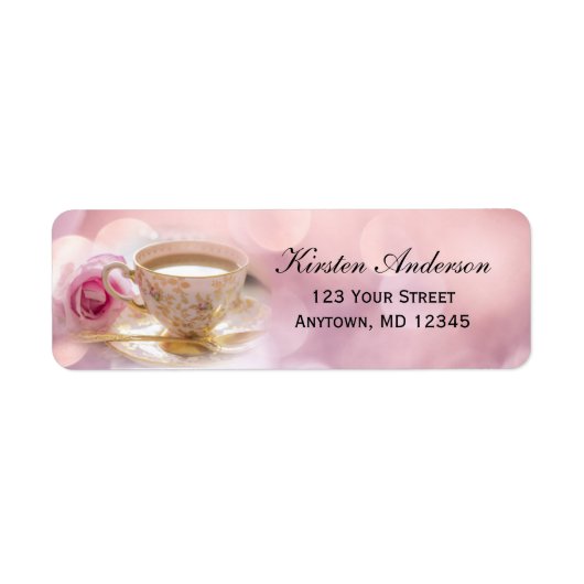 Thé pour la Mariée sur Fond Rose | Étiquette d'Adr (Devant)
