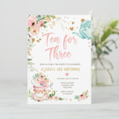 Thé pour trois anniversaire Invitation Floral Tea (Debout devant)