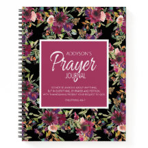 The Prayer Journal Burgundy Pink Floral Black