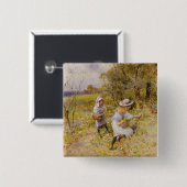 The Primrose Gatherers Vierkante Button 5,1 Cm (Voorkant /achterkant)