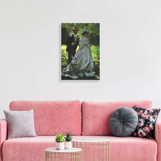 The Promenaders, alias The Strollers van Claude Mo Canvas Afdruk (Insitu (Woonkamer))