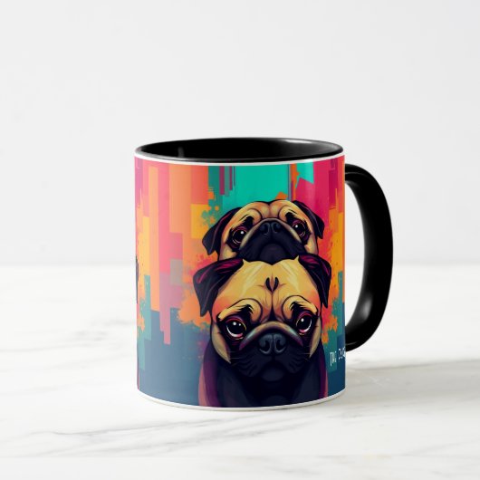 "The Pug Mug" - Tan Pug Dog Coffee Mug (Devant droit)