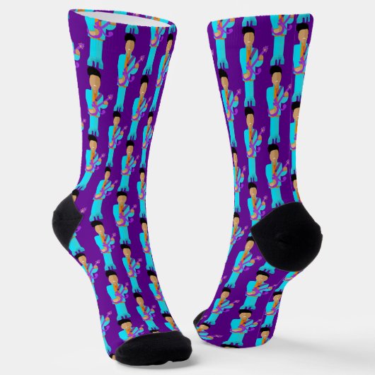 The Purple Pixie – Funk Legend Pattern Crew Socks Sokken (Gebogen)