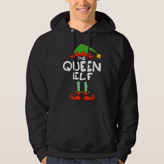 The Queen Elf Funny Matching Family Kerstmis Hoodie (Voorkant)