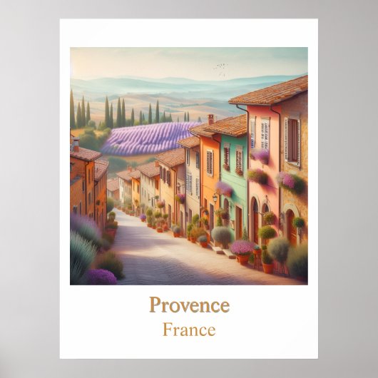 The Quiet Village Provence in Watercolor Poster (Voorkant)