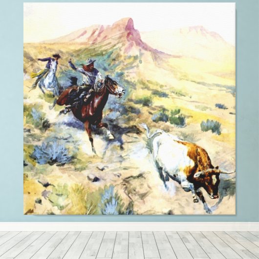 "The Quitter" Westerne kunst van Charles M Russell Canvas Afdruk (Insitu (Houten vloer))