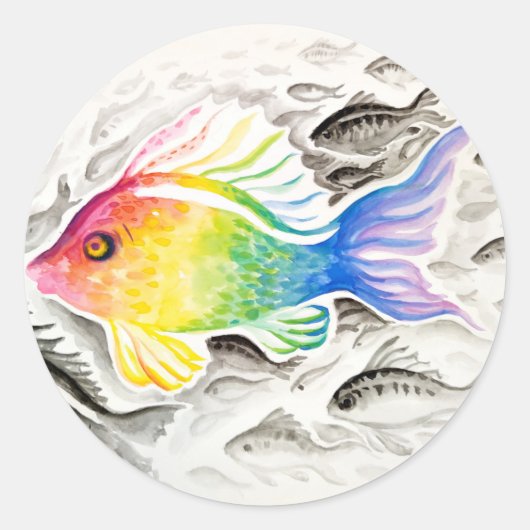 The rainbow fish   ronde sticker (Voorkant)
