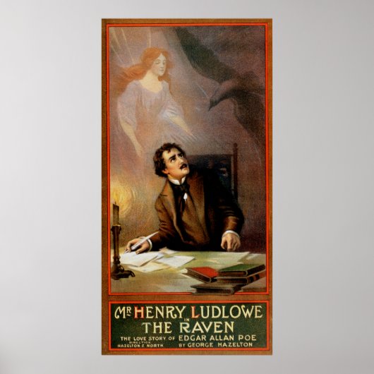 "The Raven" Edgar Allan Poe ~ Henry Ludlowe 1908 Poster (Voorkant)