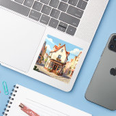 The Reading Corner - Square Vinyl Sticker (Laptop met iPhone)