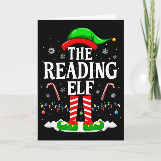 The Reading Elf Xmas Funny Book Lover Christmas Bo Kaart (Voorkant)