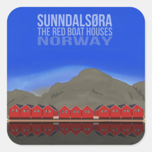 The Red Boat Houses Sunndalsøra Noorwegen Vierkante Sticker