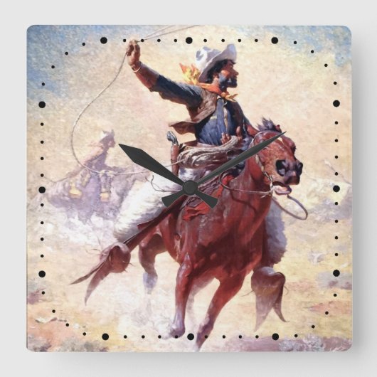 The Roping 1914 Range Cowboy William R Leigh Vierkante Klok (Voorkant)
