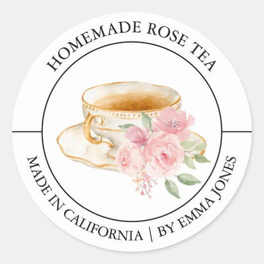 Thé rose étiquette moderne (Devant)