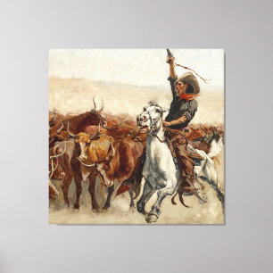 The Roundup Western Art van Frederic Remington Canvas Afdruk