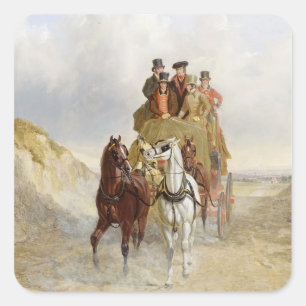 The Royal Mail Coach on the Road, 1841 (olie op pa Vierkante Sticker