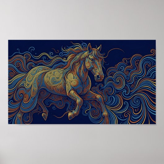 The running fractal horse poster (Voorkant)
