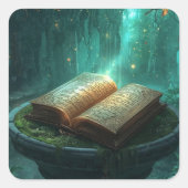 The Sacred Book of Moss and Magic Vierkante Sticker (Voorkant)
