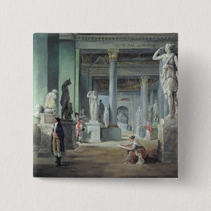 The Salle des Saisons at the Louvre, c. 1802 Vierkante Button 5,1 Cm