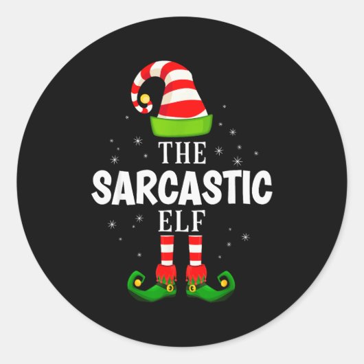 The Sarcastic Elf Christmas Pjs Matching Pajama Ronde Sticker (Voorkant)
