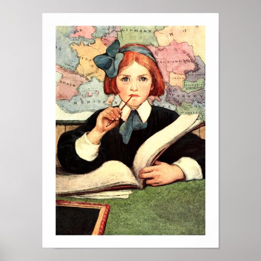 "The Scholar" door Jessie Willcox Smith Poster (Voorkant)