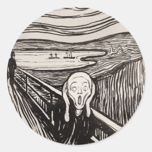 The Scream (1895) Edvard Munch Woodcut Fine Art Ronde Sticker