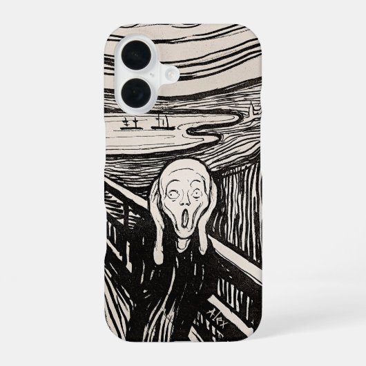 The Scream – Edvard Munch – Custom Text  iPhone 16 Hoesje (Achterkant)