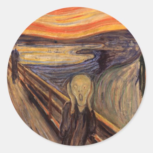 The Scream - Edvard Munch Ronde Sticker (Voorkant)