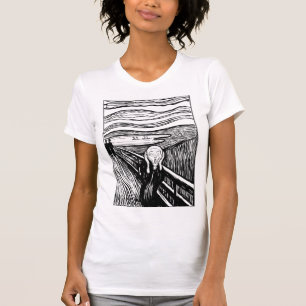 The Scream van Edvard Munch – Zwarte Lijnkunst T-shirt