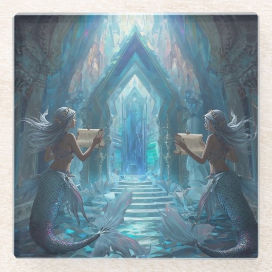 The Scroll Keepers of the Deep” Glazen Onderzetter (Voorkant)