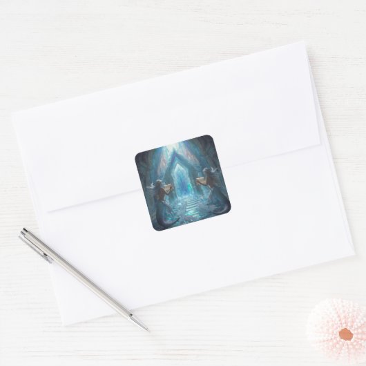 The Scroll Keepers of the Deep” Vierkante Sticker (Envelop)
