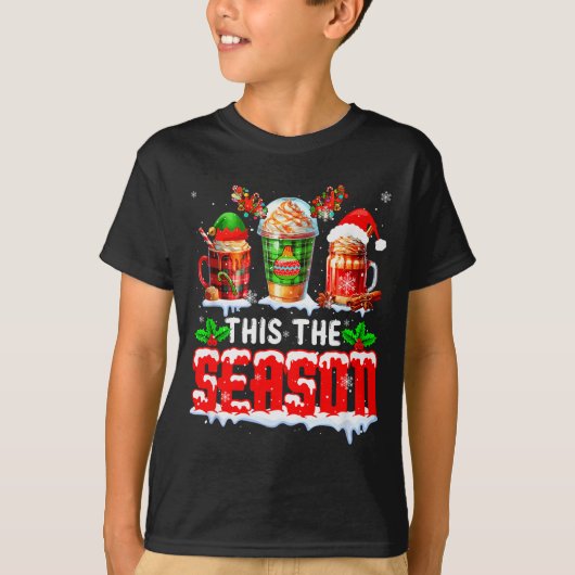 The Season Christmas Three Santa Reindeer Elf Coff T-shirt (Voorkant)