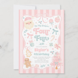 The Season Four Fun Christmas Bow 4th Birthday Kaart