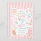 The Season Four Fun Christmas Bow 4th Birthday Kaart (Voorkant / Achterkant)