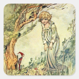 "The Secret Garden" Fairy Art van Charles Robinson Vierkante Sticker